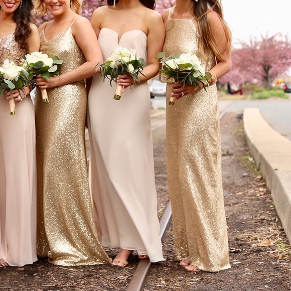 Theia Bridesmaids Azalea Dress in Matte Gold - Picture 2 of 3
